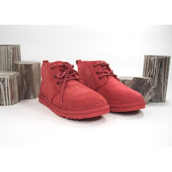 UGG Neumel Red Sheepskin Suede Boots Booties Mens NIB